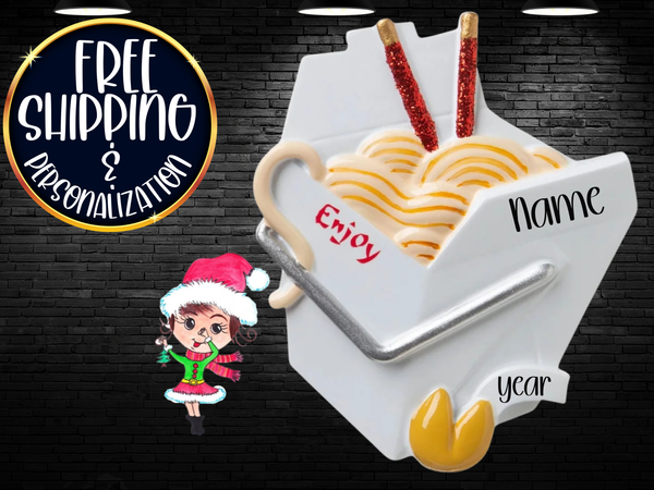 Chinese Take Out Fast Food Personalized Christmas Ornament