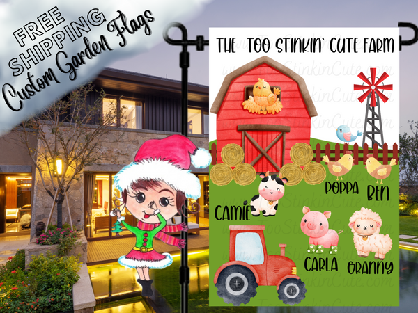 Personalized Farm Animal Barnyard Garden Flag