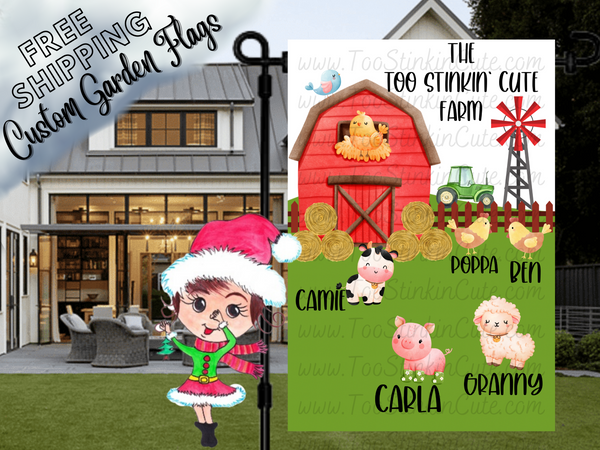 Personalized Farm Animal Barnyard Garden Flag