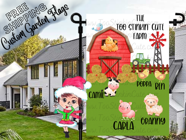 Personalized Farm Animal Barnyard Garden Flag