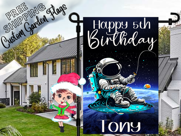 Astronaut Outer Space Birthday Flag