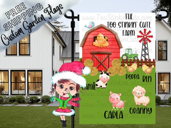 Personalized Farm Animal Barnyard Garden Flag