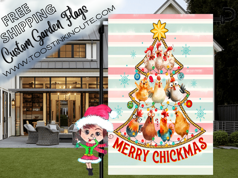 Chicken Christmas Tree Garden Flag