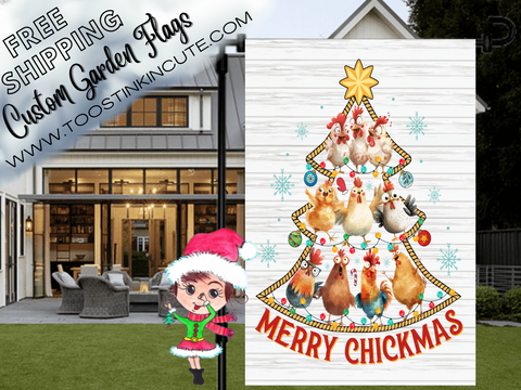 Chicken Christmas Tree Garden Flag