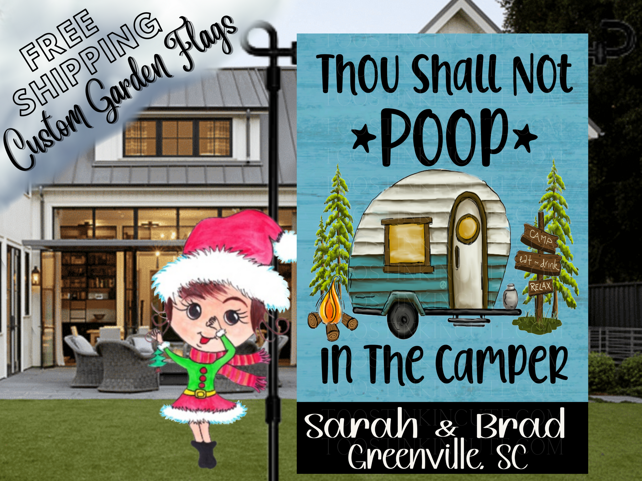 Thou Shall Not Poop In the Camper Garden Flag