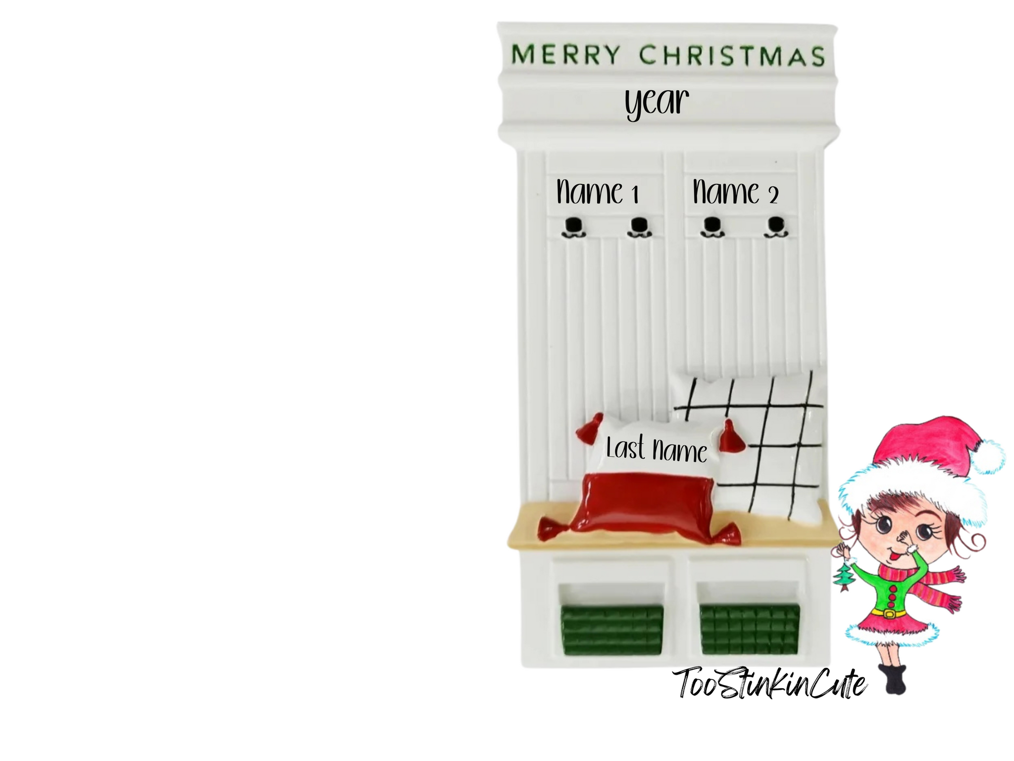 Mudroom Family of 2 Personalized Christmas Ornament