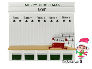 Mudroom Family of 5 Personalized Christmas Ornament