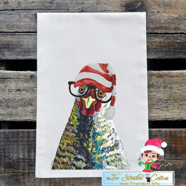 Christmas Chicken Flour Sack Towel/ Tea Towel