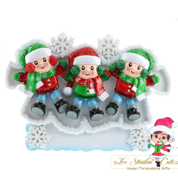 Personalized Christmas Table Topper Snow Angel Family of 3 + Free Shipping!