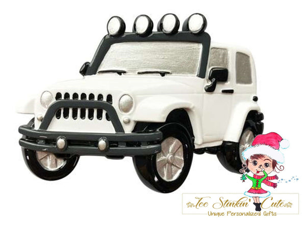 Christmas Ornament White 4x4 SUV- Personalized + Free Shipping!